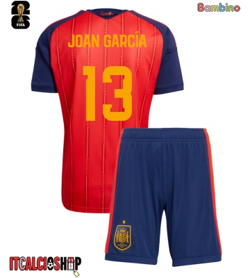 Spagna Joan Garcia #13 Prima Maglia Bambino Mondiali 2026 Manica Corta (+ Pantaloni corti)